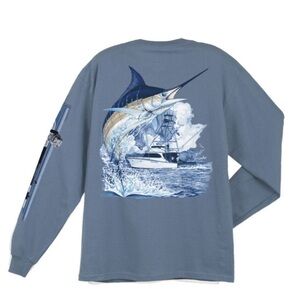 GUY HARVEY Men's Marlin Boat Shirt size large